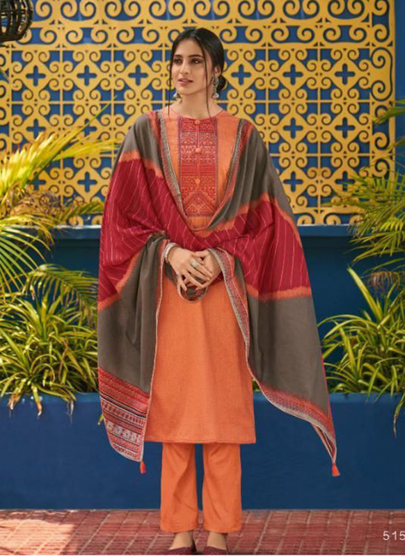 Shahnaz Arts Panihari Orange Color Cotton Churidar Salwar Kameez