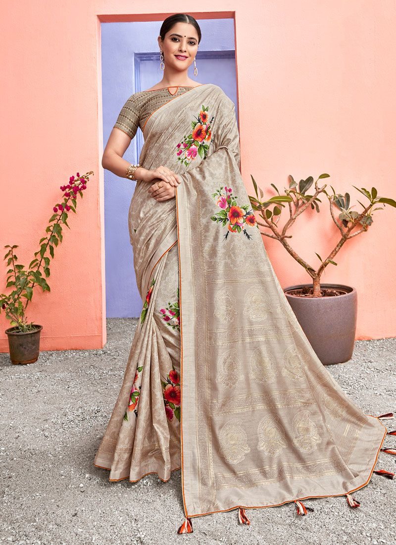 Triveni Gorgeous Brown Party Wear Silk Saree