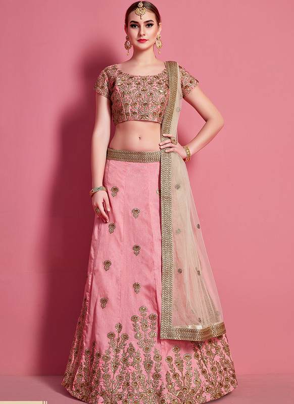 Sareetag Arya Designs Baby Pink Fabulous Party Wear Lehenga Choli