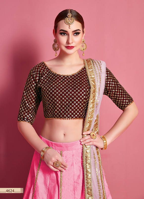 Sareetag Arya Designs Baby Pink Splendid Party Wear Lehenga Choli