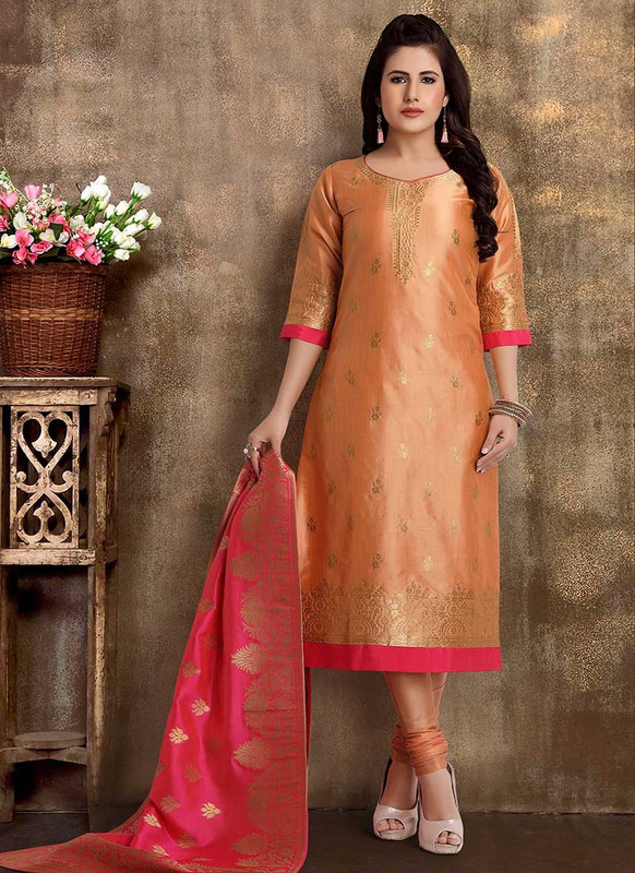 Dial N Fashion Light Peach Heavy Designer Party Wear Readymade Suit