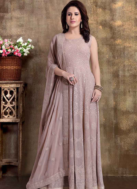 Dial N Fashion Light Brown Heavy Designer Party Wear Readymade Suit