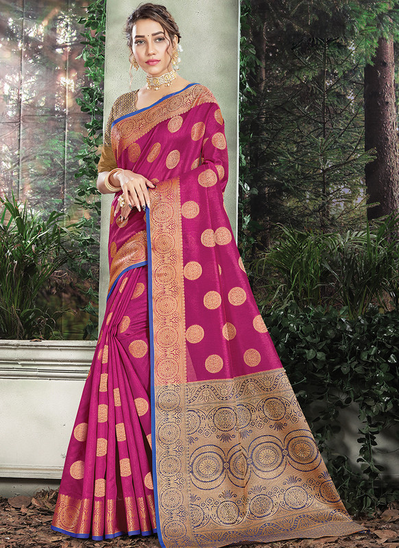 Handloom Silk Saree From Sangam In Pink Color
