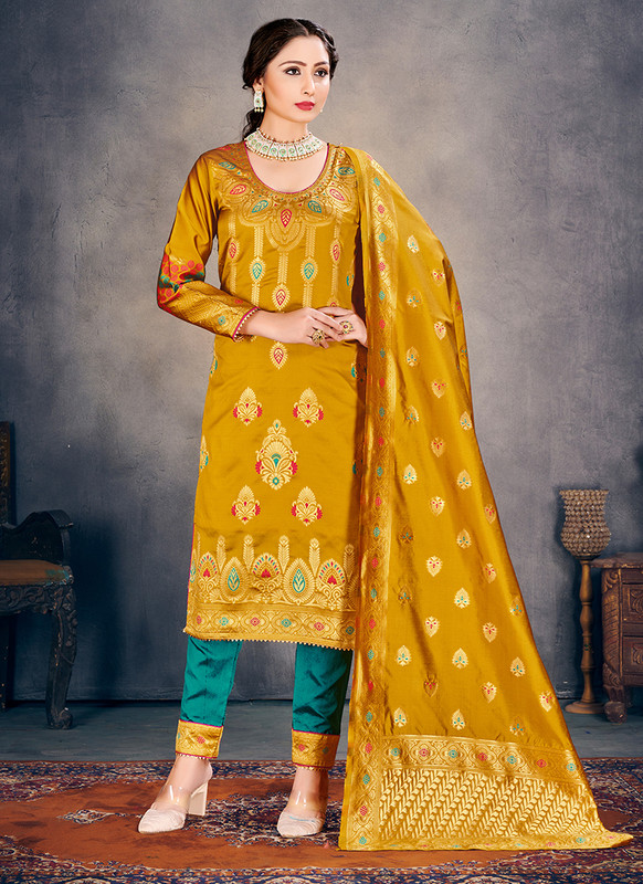 Banarasi Art Silk Mastard Salwar Suit