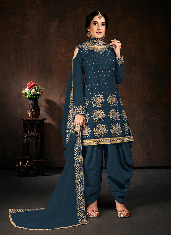 Blue Patiyala Punjabi Suit