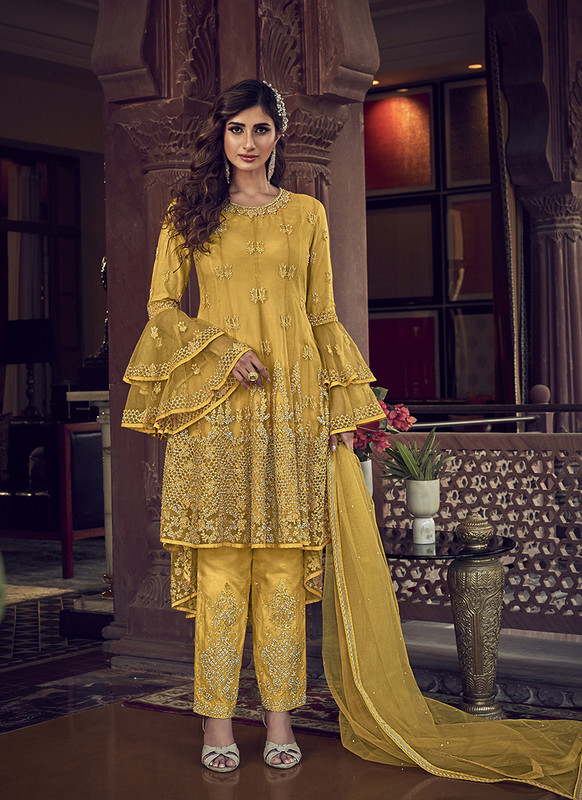 Designer Party Wear Salwar Suit Yellow