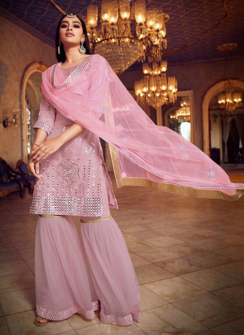 Net Designer Pink Color  Pakistani Suit