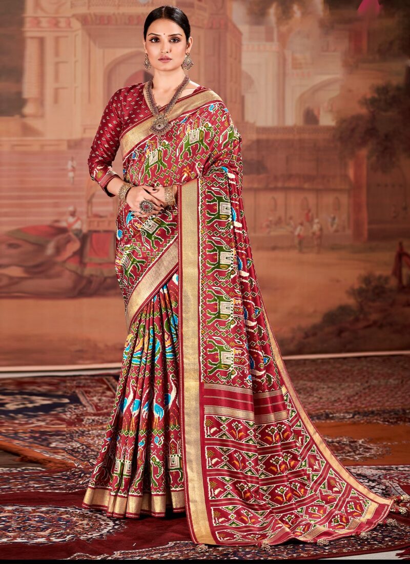 Maroon Weaving Trendy Saree