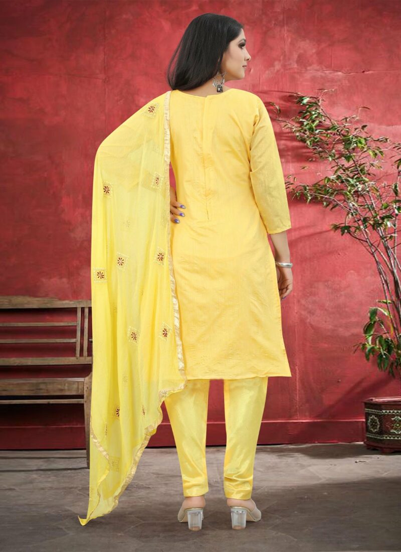 Yellow Casual Straight Salwar Suit