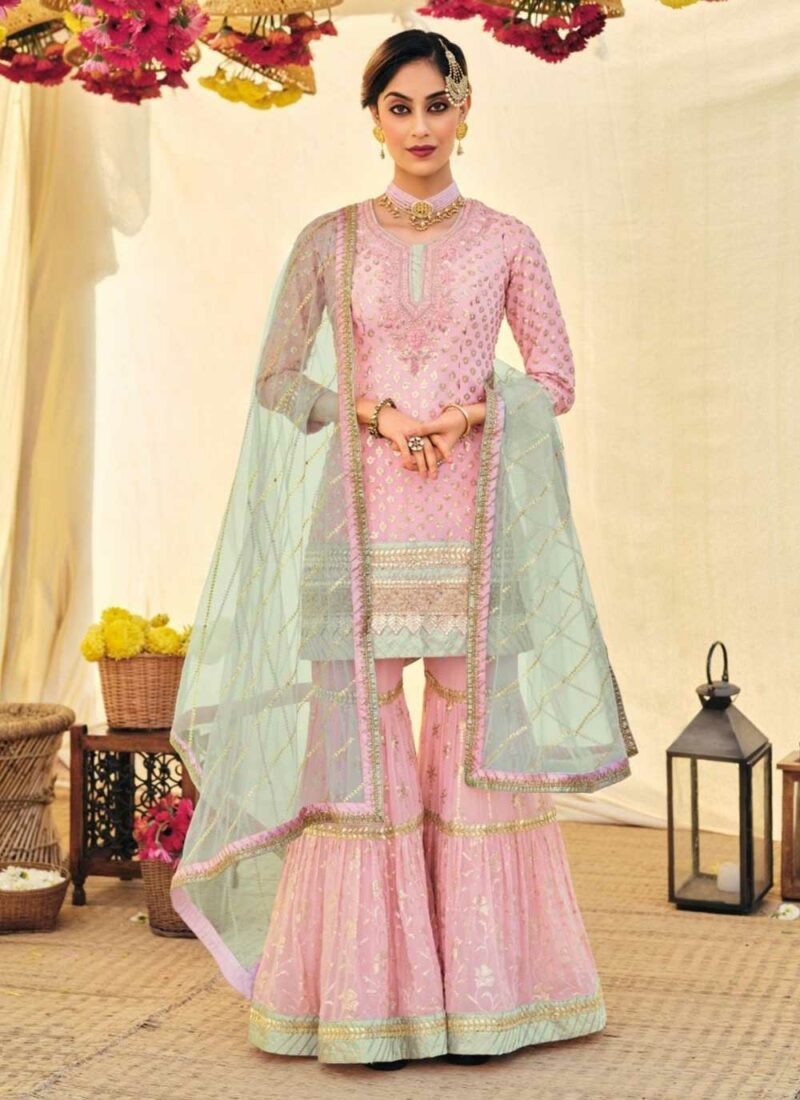 Georgette Light Pink Color Designer Sharara Suit