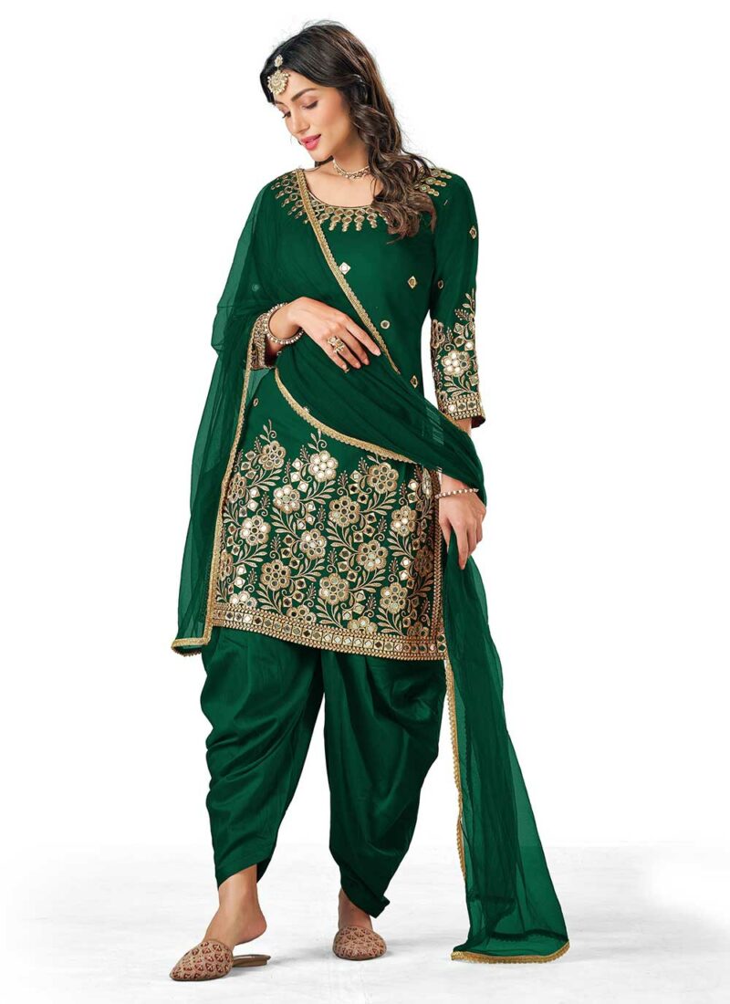 Designer Party Wear Green Patiyala Panjabi Salvar Suit