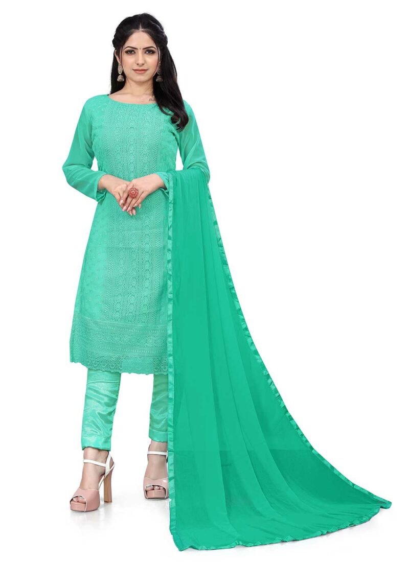 Anishka Green Color Designer Causal Wear Churidar Salwar Suit