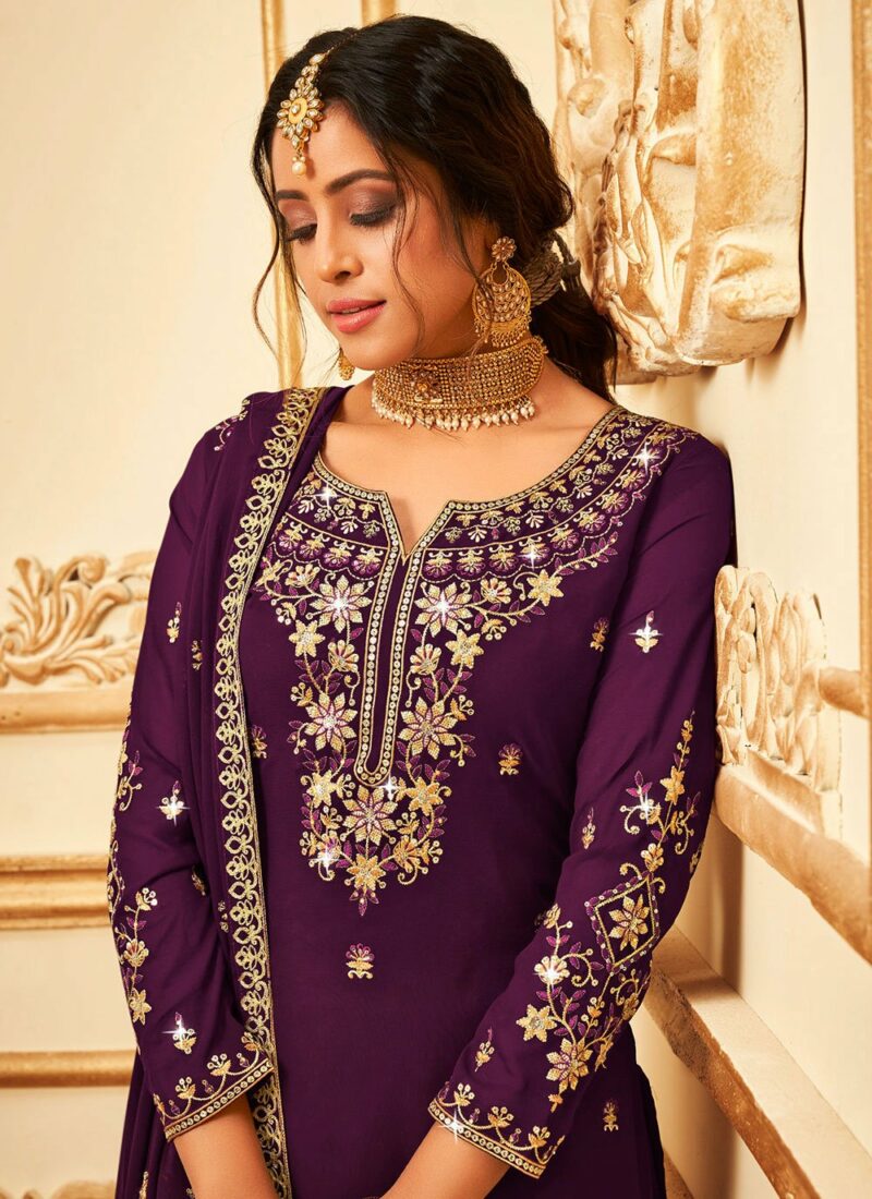 Purple Embroidered Salwar Suit
