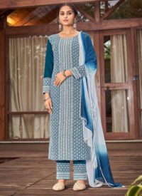 Sareetag Rayon Teal Sequins Trendy Salwar Suit