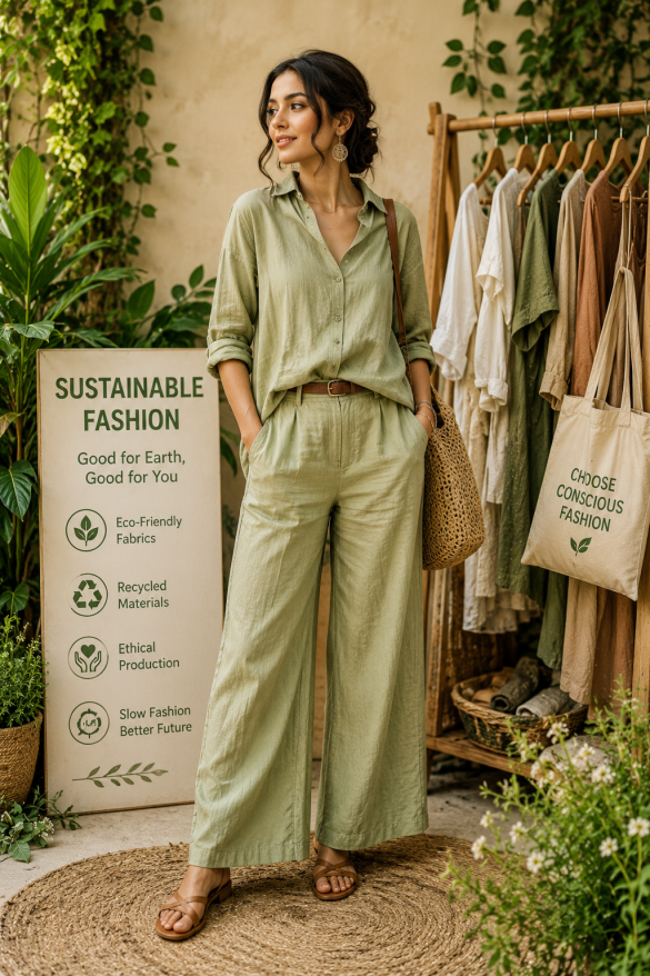 Sustainable fashion in earthy elegance